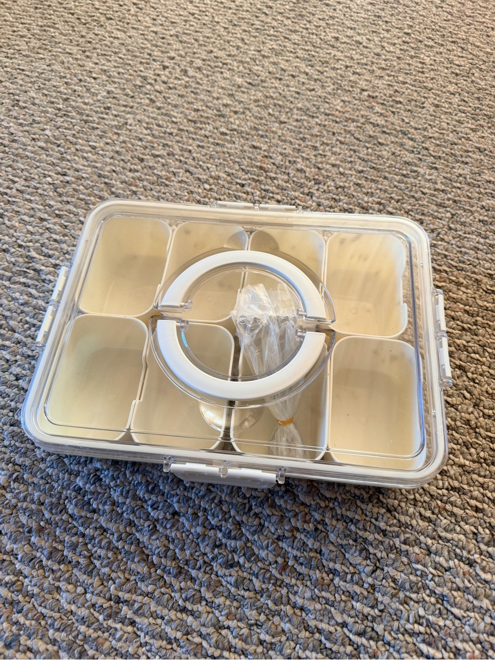 White Multi-Compartment Storage Box with handle